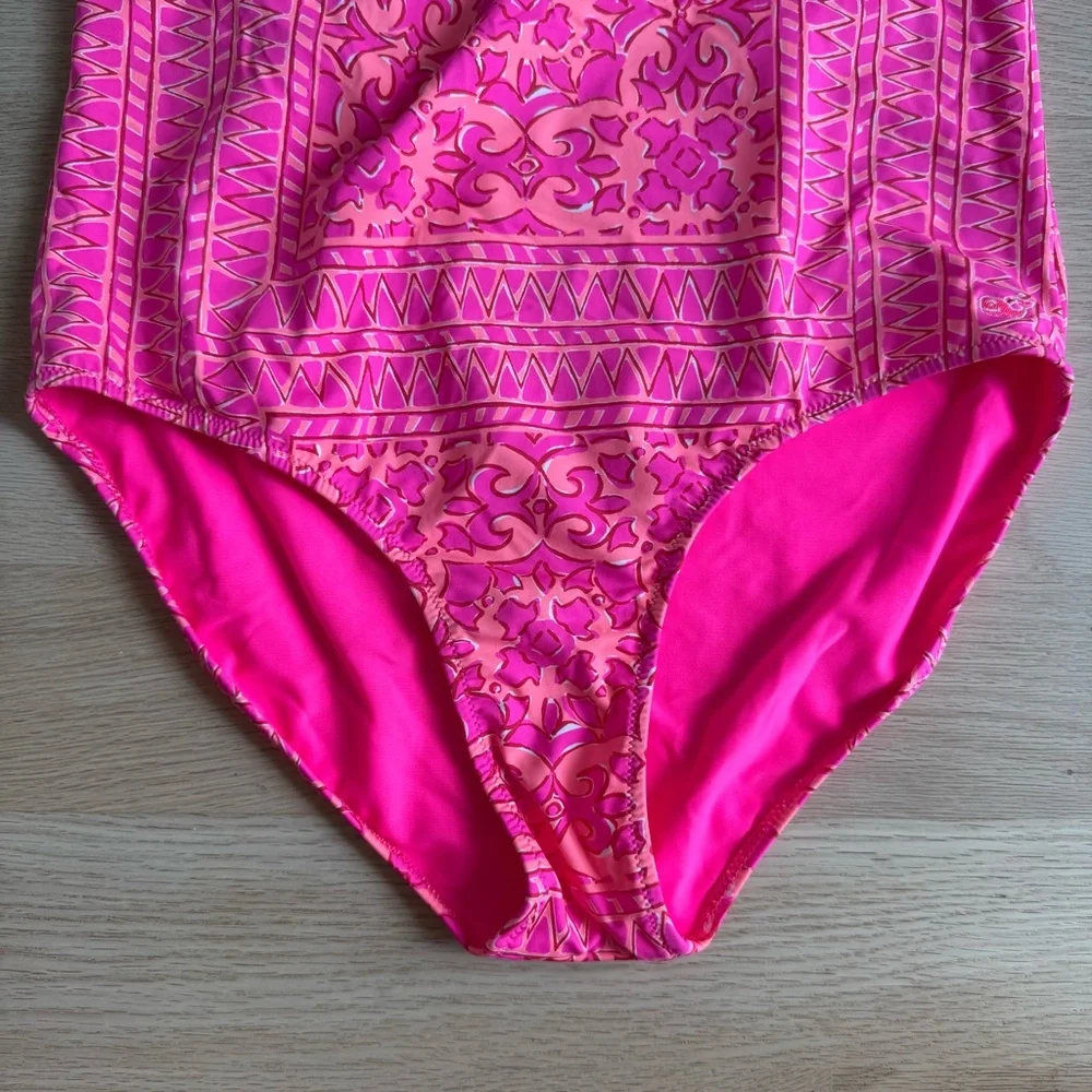 Vineyard‎ Vines Kids Neon Pink Tie Front One-Piece Swimsuit Size XL (16)